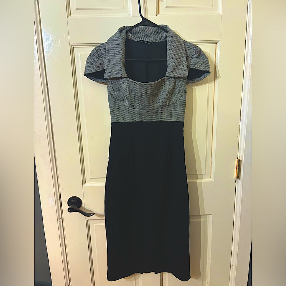 Black halo vintage dress tweed grey black size 2
